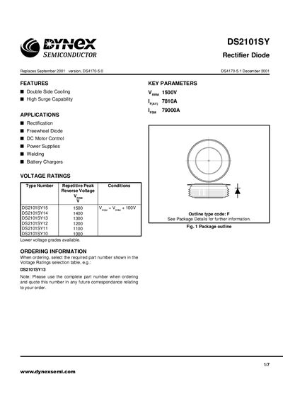 Dynex DS2101SY Datasheet - cover page