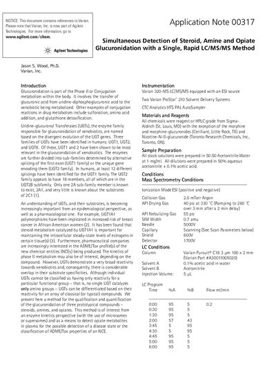 Agilent 320-MS LC/MS/MS Application Note 00317 - cover page