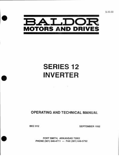 Baldor Series 12 AC Adjustable Speed Drive Operating and Technical Manual - cover page