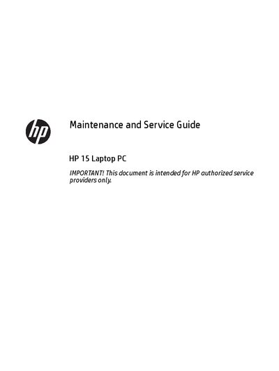 HP 15 Laptop PC Maintenance and Service Guide - cover page