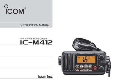 Icom IC-M412 VHF Marine Transceiver Instruction Manual - cover page