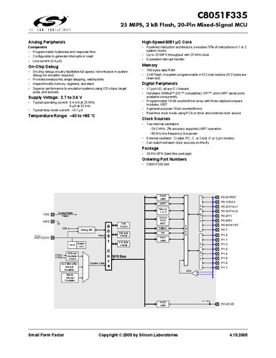 Silicon Laboratories C8051F335 Datasheet - cover page