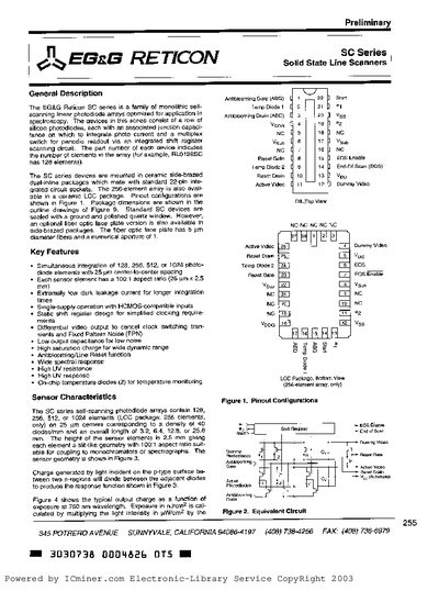 EG&G Reticon SC Series Solid State Line Scanners Datasheet - cover page