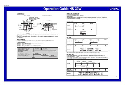 Casio HS-30W Stopwatch Operation Guide - cover page
