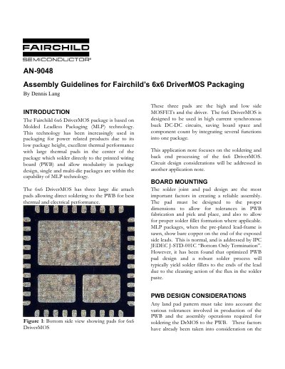 Fairchild 6x6 DriverMOS Assembly Guidelines Application Note - cover page