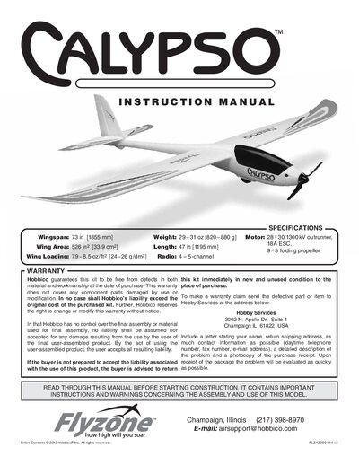 Hobbico FLZA3000 Instruction Manual - cover page