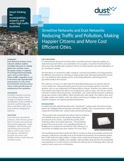 Dust Networks SmartMesh Case Study for Streetline Networks - cover page