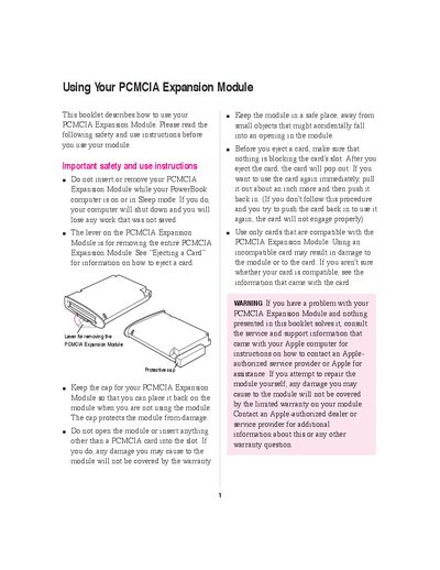 Apple PowerBook PCMCIA Expansion Module User Guide - cover page