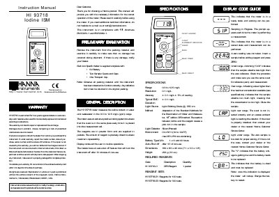 Hanna Instruments HI 93718 Iodine ISM Instruction Manual - cover page