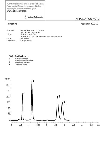 Agilent Catechins Application Note - cover page
