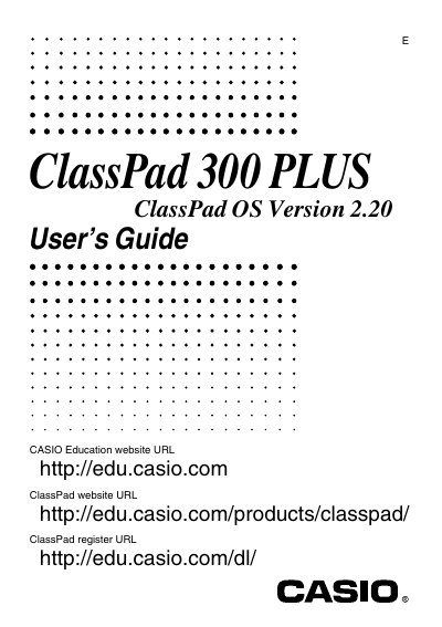 Casio ClassPad 300 PLUS User's Guide