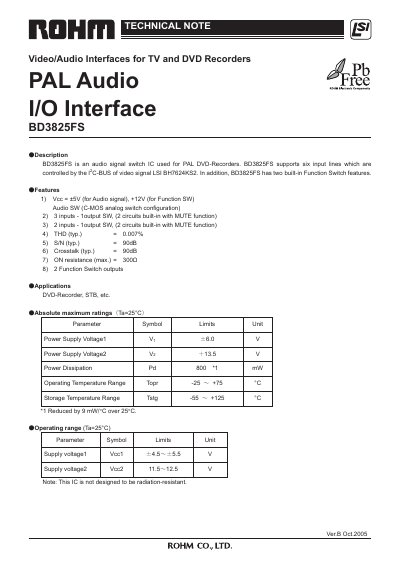 ROHM BD3825FS Handbook - cover page