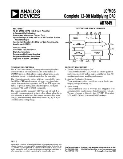 Analog Devices AD7845 Datasheet