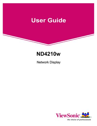 ViewSonic ND4210w User Manual - cover page