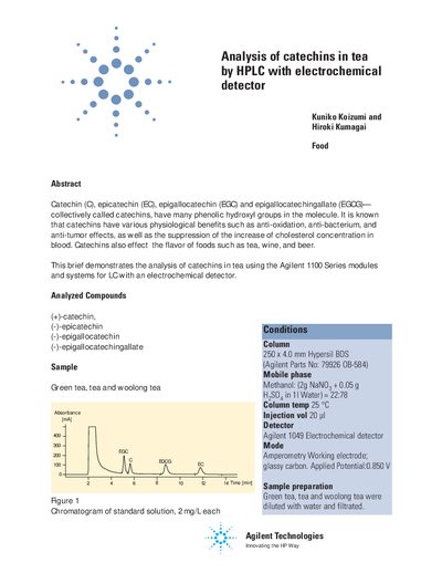 Agilent 1100 Series Analysis of Catechins in Tea Application Note - cover page