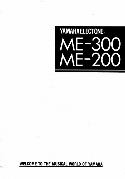 Yamaha ME-300/ME-200 Electone User Manual