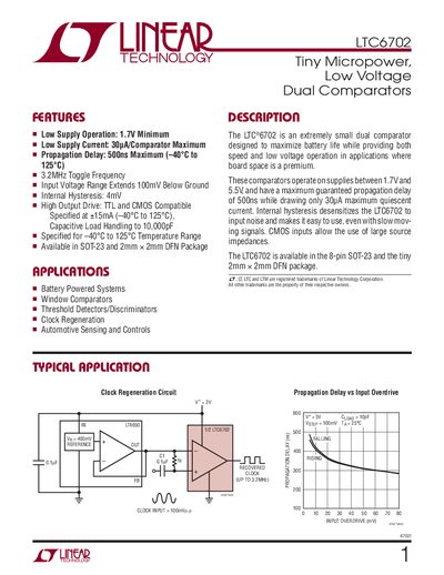 Linear Technology LTC6702 Datasheet - cover page