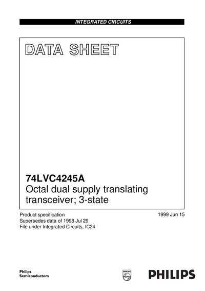 Philips 74LVC4245A Datasheet - cover page
