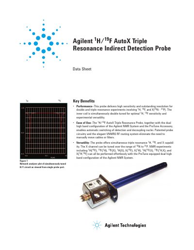 Agilent 1H/19F AutoX Triple Resonance Indirect Detection Probe handbook - cover page