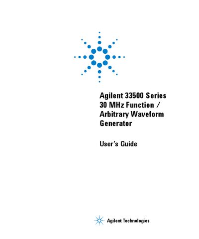 Agilent 33500 Series Function / Arbitrary Waveform Generator User’s Guide - cover page