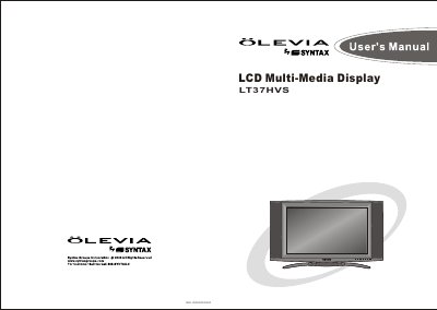 Syntax OLEVIA LT37HVS LCD Multi-Media Display User Manual