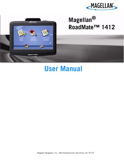 Magellan RoadMate 1412 User Manual - cover page