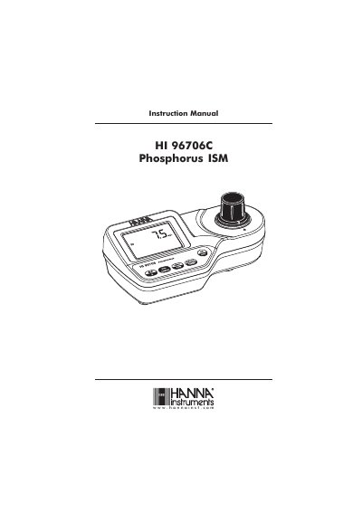 Hanna Instruments HI 96706C Phosphorus ISM Instruction Manual