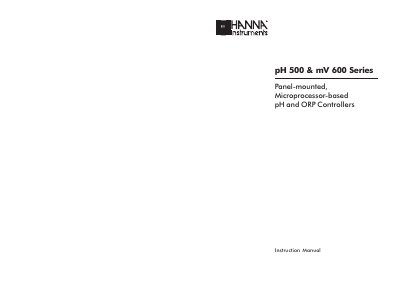 Hanna Instruments pH 500 & mV 600 Series Instruction Manual - cover page