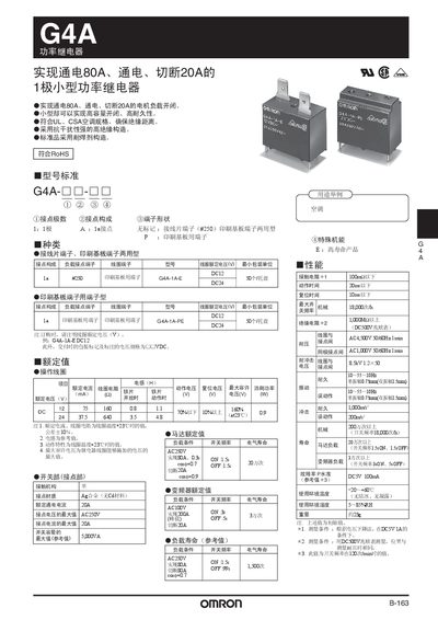 Omron G4A Power Relay User Manual - cover page
