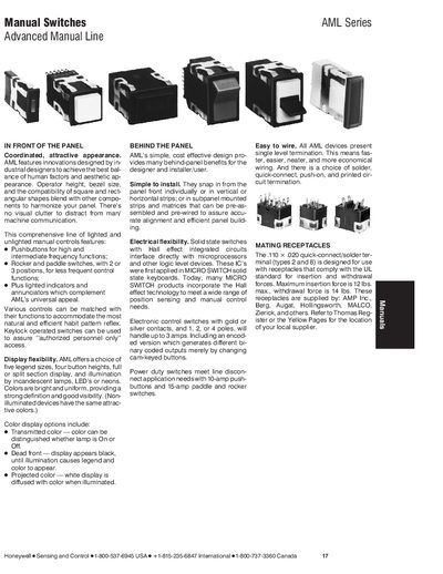Honeywell AML Series Datasheet - cover page