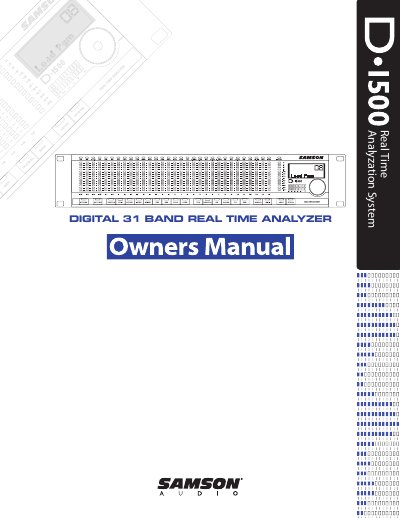 Samson Technologies D-1500 Digital Audio Analyzer User Manual - cover page