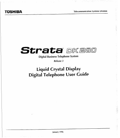TOSHIBA Strata DK280 USER GUIDE - cover page