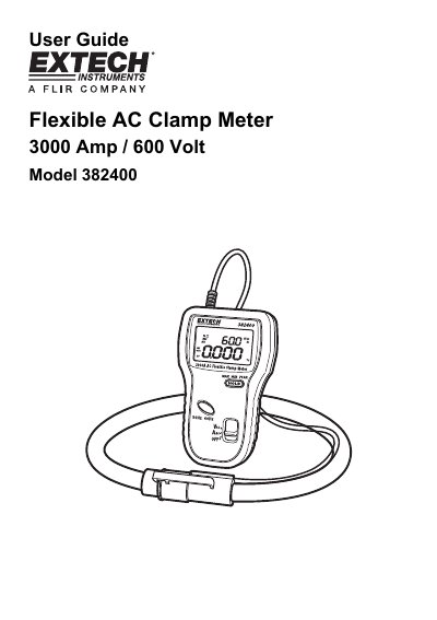 EXTECH Flexible AC Clamp Meter 3000 Amp 600 Volt Model 382400 user manual - cover page