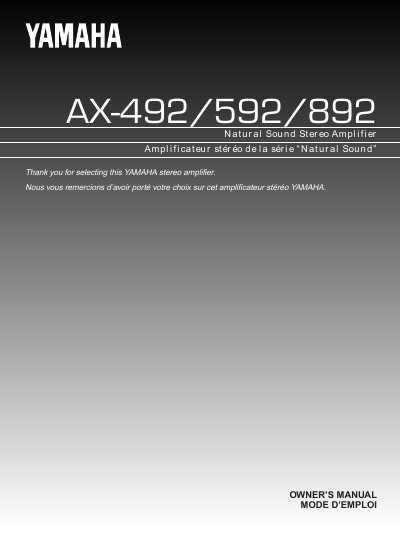 YAMAHA AX-492/592/892 user manual - cover page