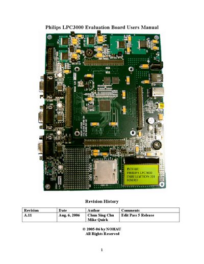 Philips LPC3000 Evaluation Board User Manual - cover page