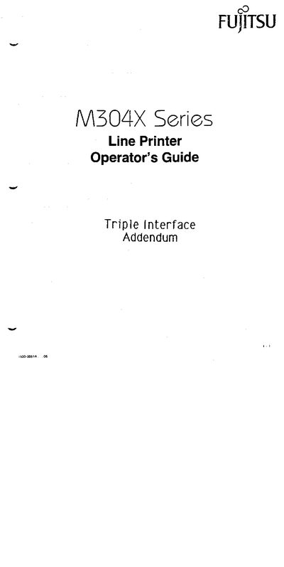 Fujitsu M304X Line Printer Operator's Guide - cover page