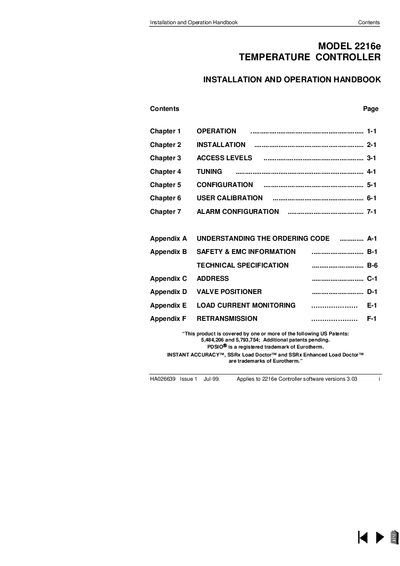 Eurotherm 2216e Controller Installation and Operation Handbook
