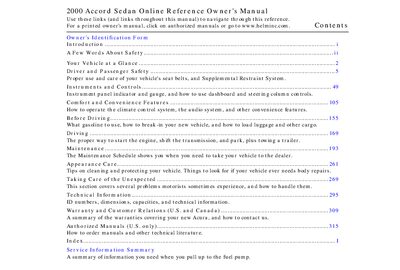 Honda Accord 2000 Owner's Manual - cover page