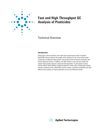 Agilent Rapid-MS Pesticide Analysis Technical Overview - cover page