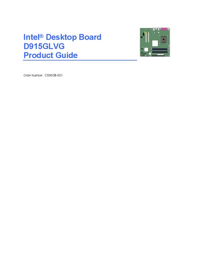 Intel D915GLVG Desktop Board Product Guide - cover page