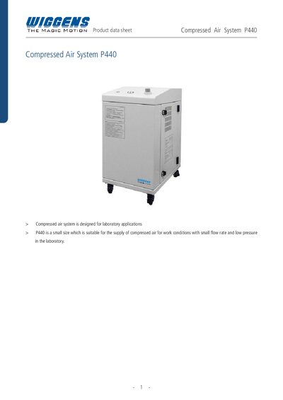 Wiggens P440 Compressed Air System Product Data Sheet - cover page