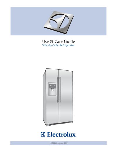 Electrolux Side-By-Side Refrigerator Use & Care Guide - cover page
