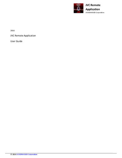 JVC Remote Application User Manual - cover page
