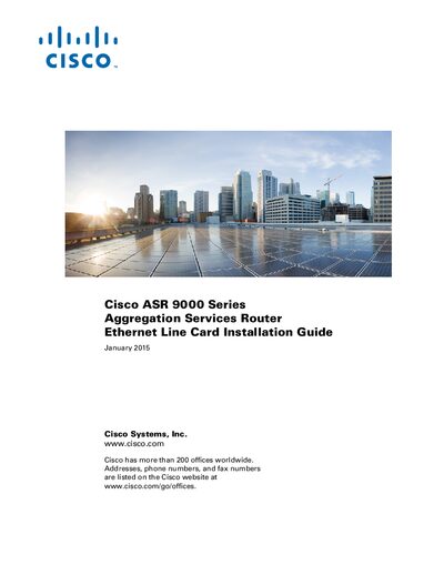 Cisco ASR 9000 Series Router Ethernet Line Card Installation Guide - cover page