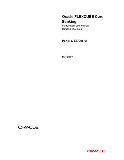 Oracle FLEXCUBE Core Banking Introduction User Manual Release 11.7.0.0 - cover page