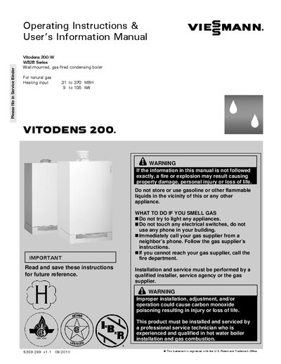 Viessmann Vitodens200-W WB 2B Series Operating Instructions & User Information Manual - cover page