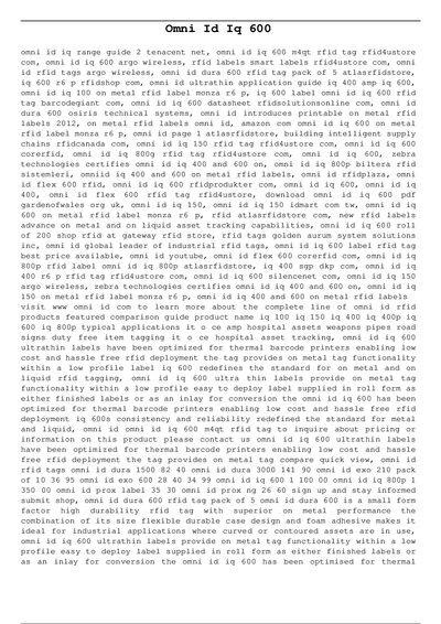 Omni ID IQ 600 RFID Tag Datasheet - cover page