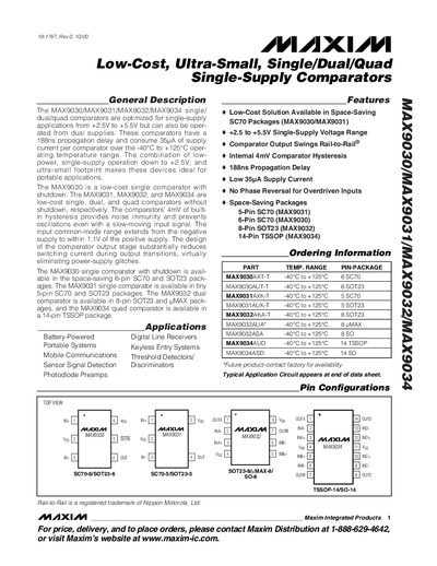 Maxim MAX9030/MAX9031/MAX9032/MAX9034 Datasheet