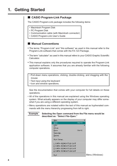 Casio FA-123 Program-Link Package User's Guide - cover page