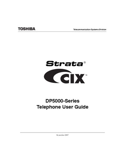 Toshiba DP5000-Series Telephone User Guide - cover page